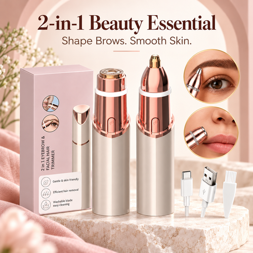 ✨ 2-in-1 Rechargeable Facial & Eyebrow Hair Trimmer