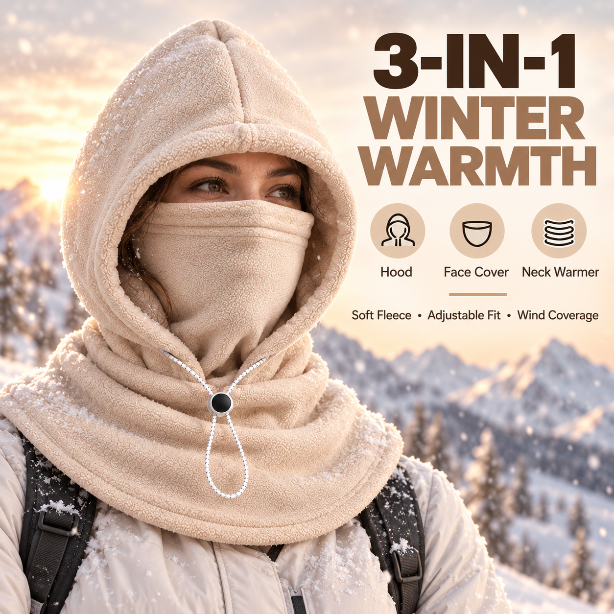 📢LAST DAY 49% OFF🔥 3-in-1 Winter Fleece Balaclava Hood 🧣❄️ Warm Face, Ear & Neck Cover