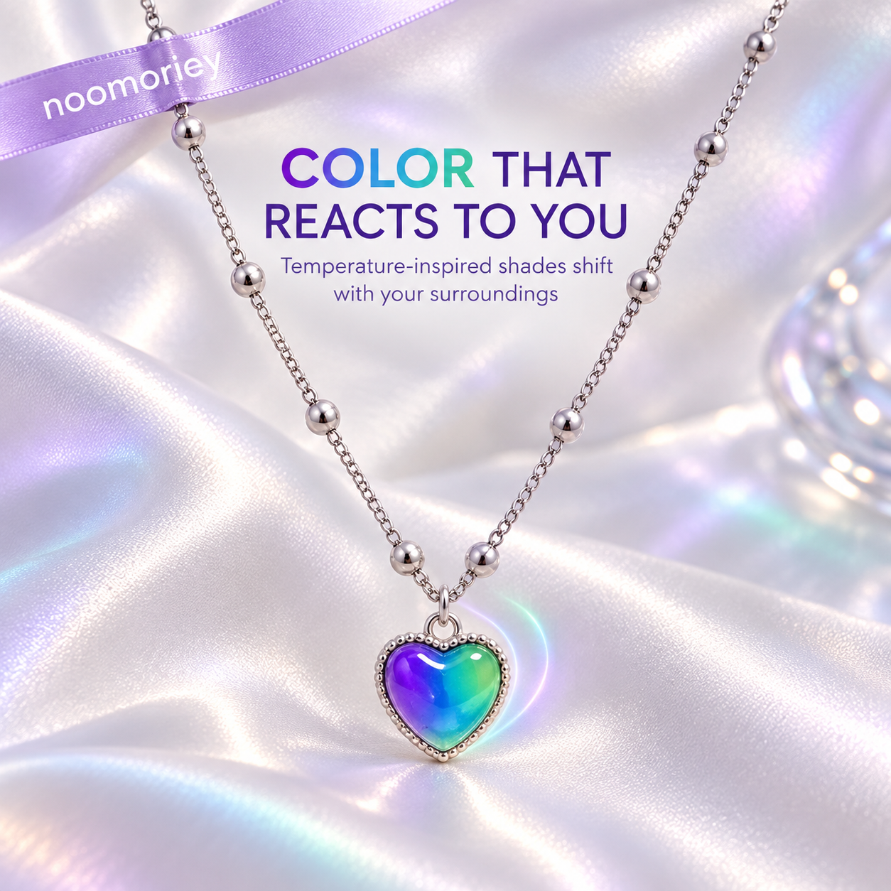 Temperature-Sensitive Color-Changing Heart Necklace for Women