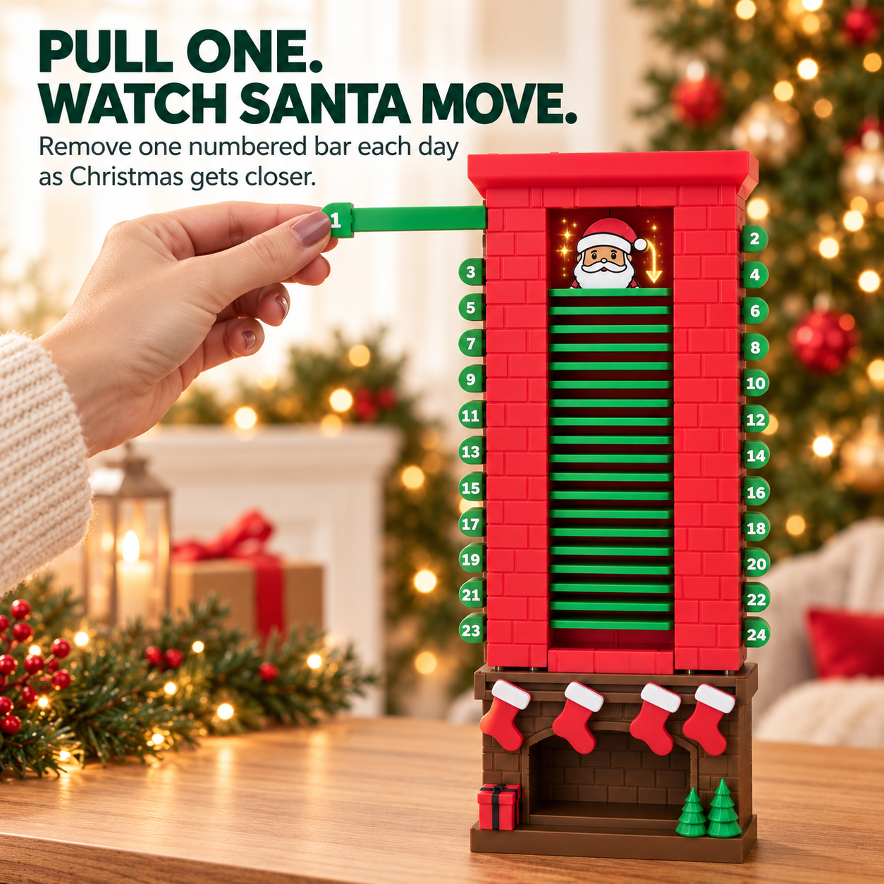 🎅 24-Day Santa Chimney Christmas Countdown Calendar – Interactive Reusable Holiday Decor