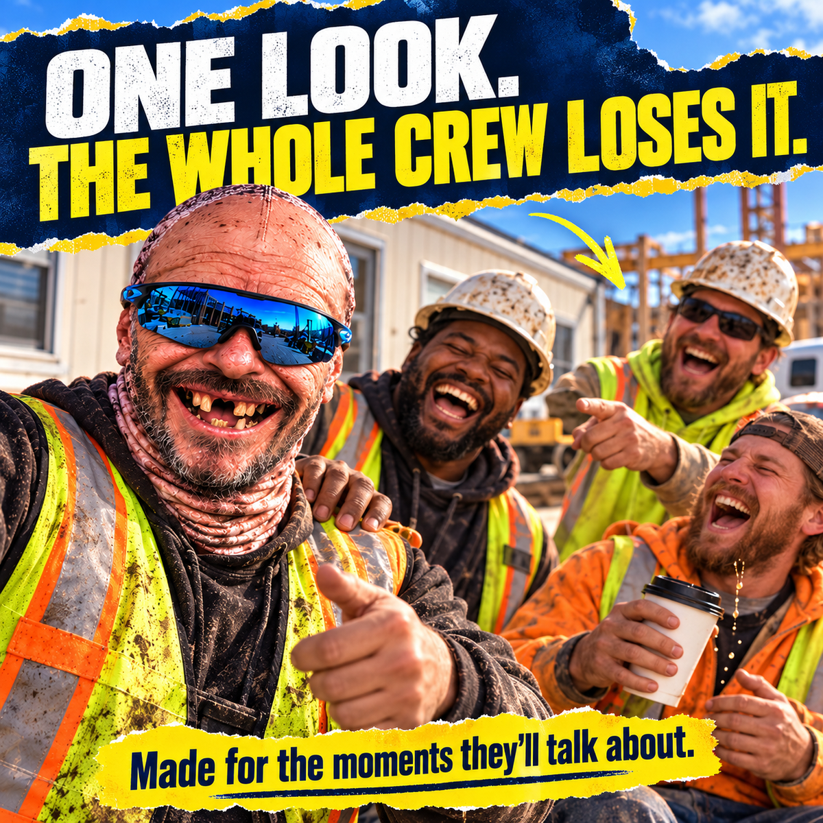 😂 Funny Construction Worker Face Ski Mask – Jobsite Prank Gift