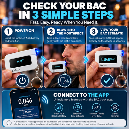 🚗 Pocket BAC Breathalyzer – Professional-Grade Alcohol Tester with App Tracking