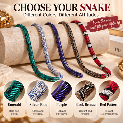 🐍 Realistic Snake-Inspired Necklace – Flexible Woven Statement Choker with Adjustable Fit