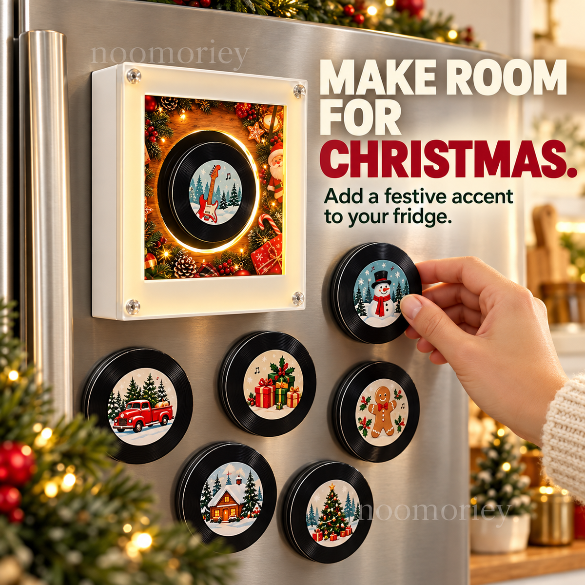 Christmas Vinyl Record Magnets – Cute Retro Holiday Fridge Decor 🎄🎶