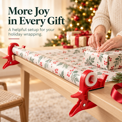 🔥🎄 Christmas Best Seller! 🎁 Gift-Wrapping Made Easy – Hands-Free Wrapping Paper Holder & Tape Dispenser ✨