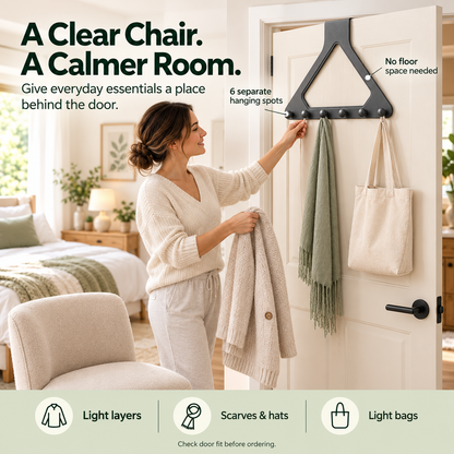 6-Hook Over-the-Door Organizer – No-Drill Space-Saving Hanging Rack ✨