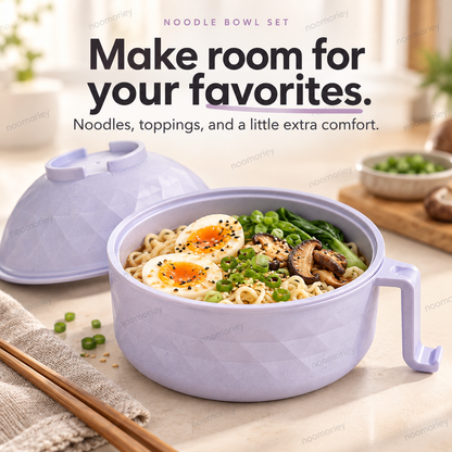 🍜Ramen Bowl Set, 1/2 Counts Microwave Safe Instant Noodle Bowl & Tableware Kit, Durable Matching Lunch Box For Student and Office Workers