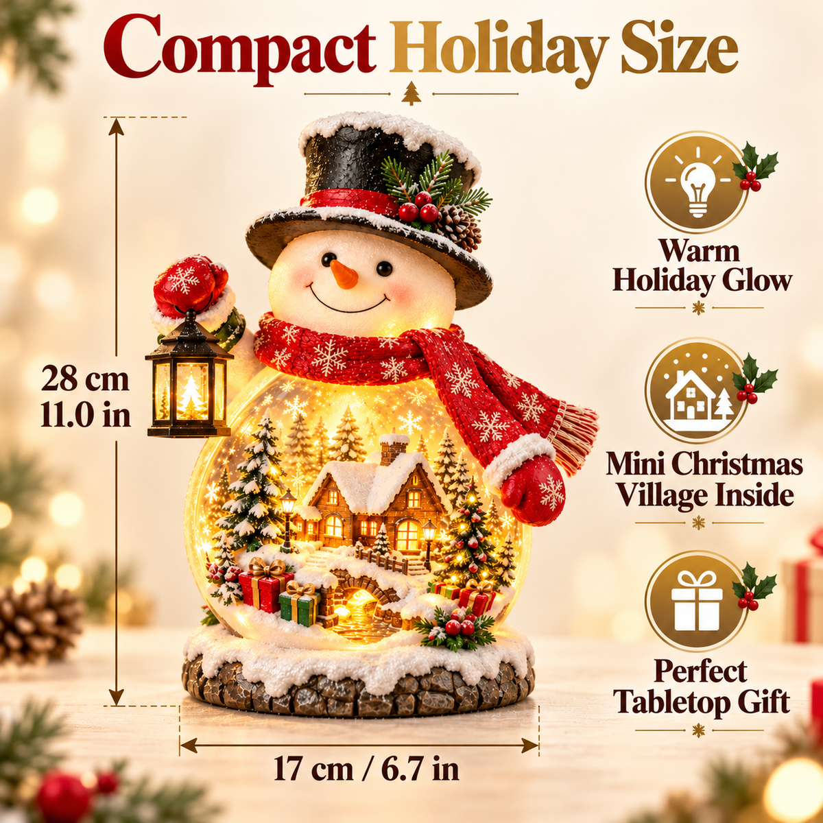 🔥 50% OFF Today ✨ Christmas Village Snowman Glow – Lighted Holiday Tabletop Decor