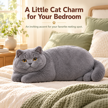 Realistic British Shorthair Cat Plush Throw Pillow