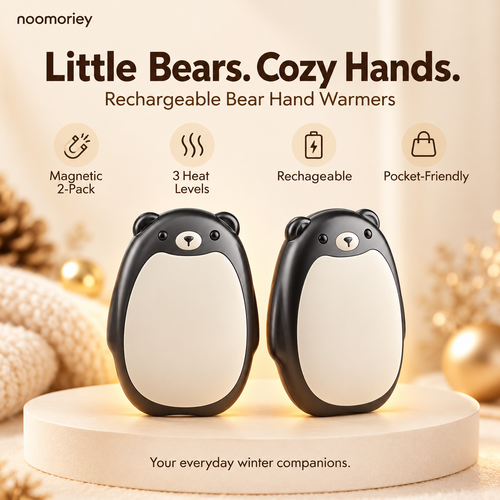 Cozy Bear Rechargeable Hand Warmers – 2-Pack Magnetic Design with 3 Heat Levels
