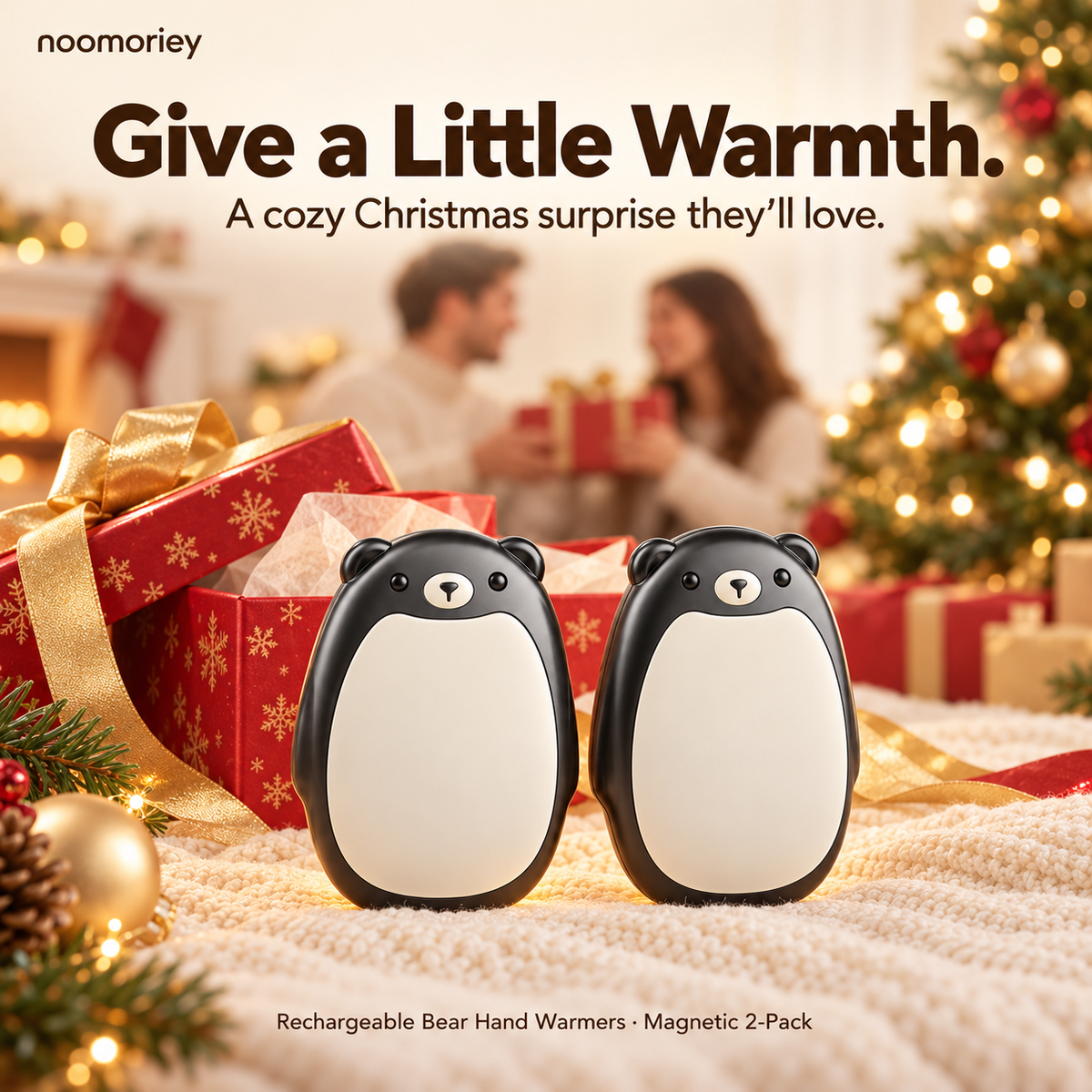 Cozy Bear Rechargeable Hand Warmers – 2-Pack Magnetic Design with 3 Heat Levels