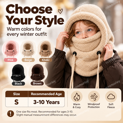 🔥 49% OFF – 3-in-1 Kids' Winter Hood – Soft Fleece Hat, Face Cover & Neck Warmer❄️🧣