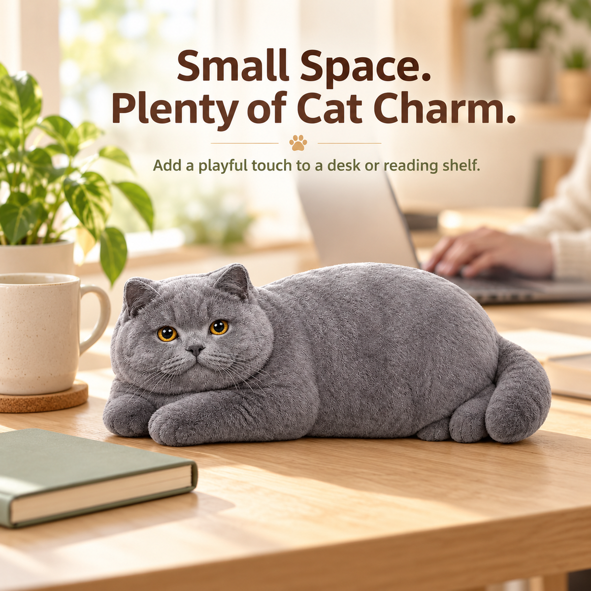 Realistic British Shorthair Cat Plush Throw Pillow