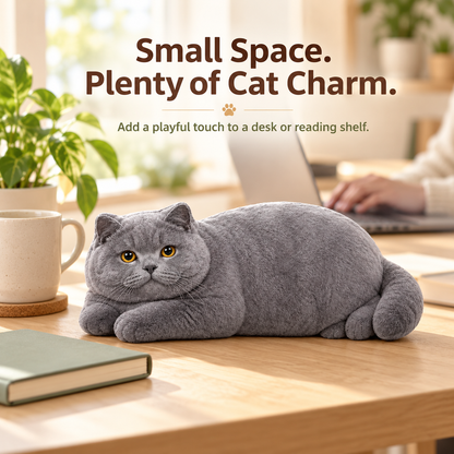 Realistic British Shorthair Cat Plush Throw Pillow