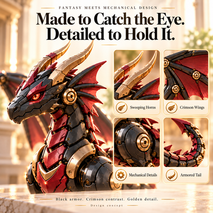 🔥LAST DAY 49% OFF -🐉 Mechanical Dragon Egg – Black & Crimson Dragon with Folding Wings & Armored Details!!!