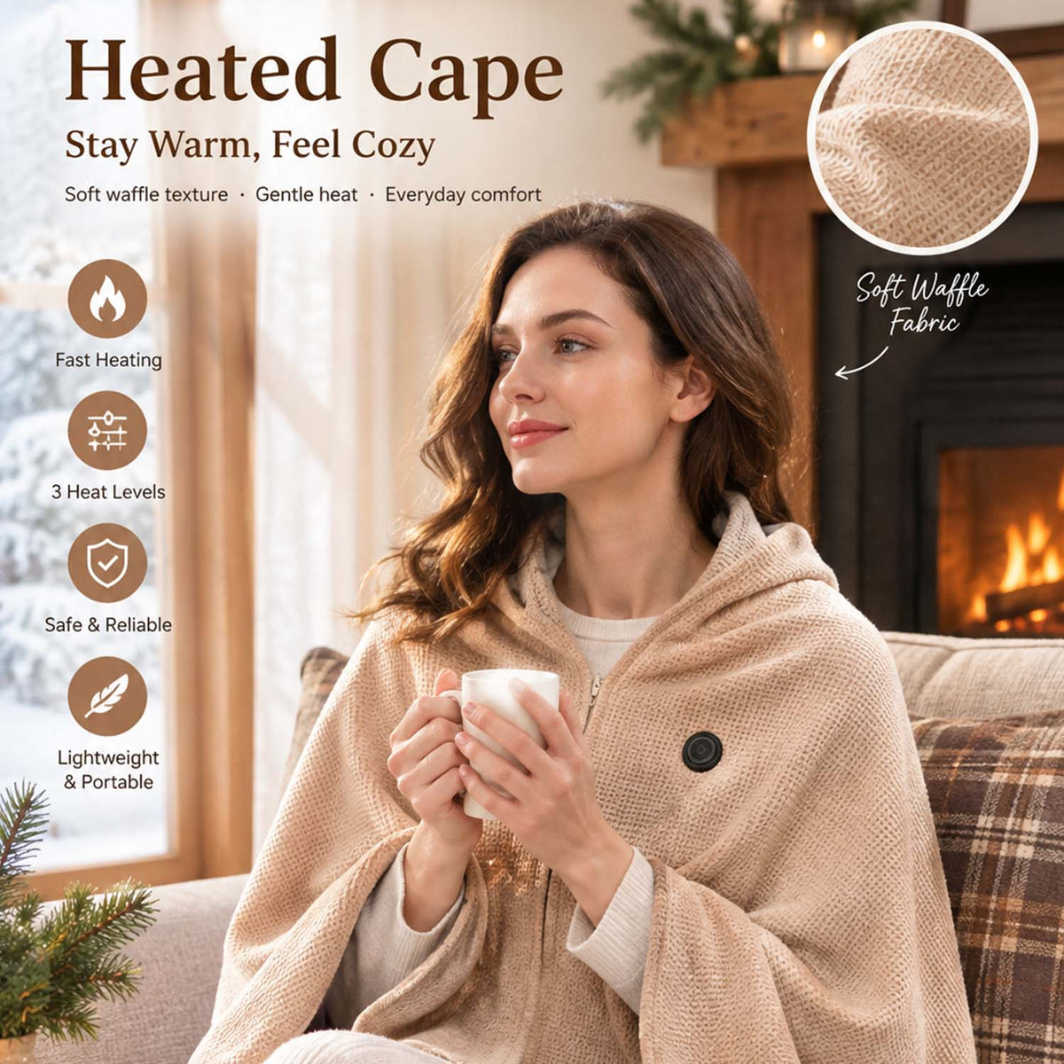 Portable Heated Shawl – Wearable Electric Heating Wrap