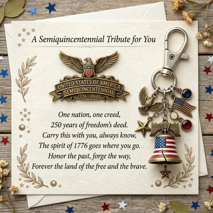 🇺🇸🎖️Celebrate 250 years of American freedom Set: Card + Lapel Pin + Keychain