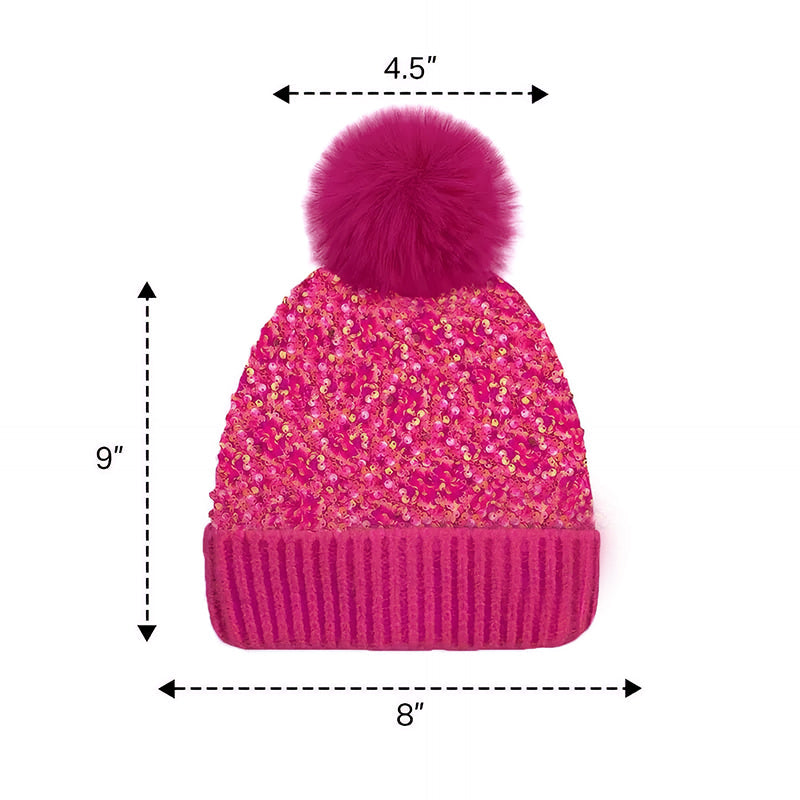 🔥Last Day 50% OFF - Sequin Fur Pom Beanie for Women