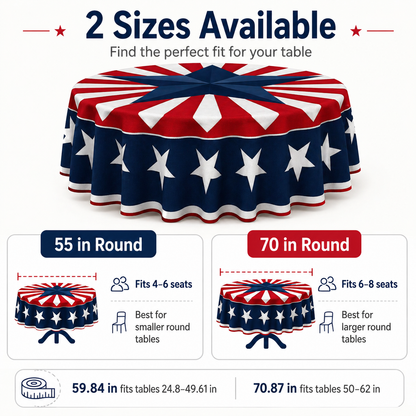 Patriotic Starburst Round Tablecloth