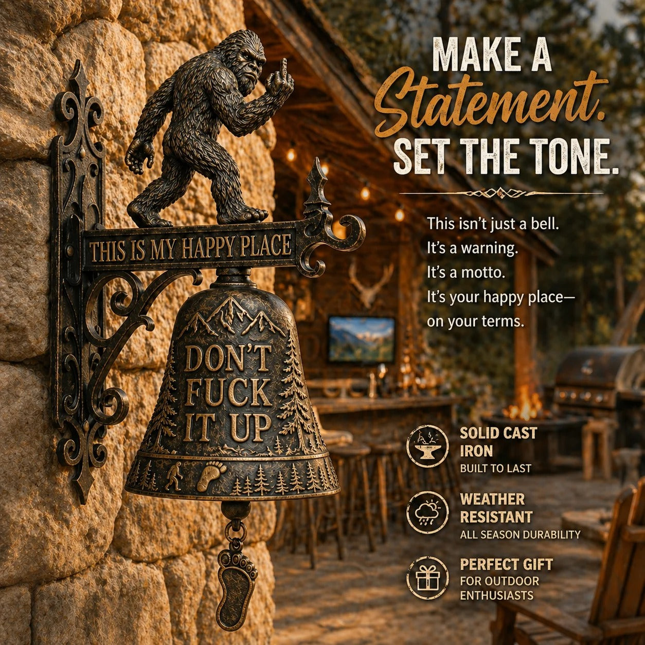 💥 49% OFF Funny Wall Bell – Rustic Sasquatch Doorbell Decor