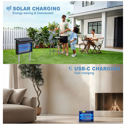 Solar Mosquito Zapper – Waterproof, Smart Light Sensor, Rechargeable – Indoor/Outdoor Bug Killer