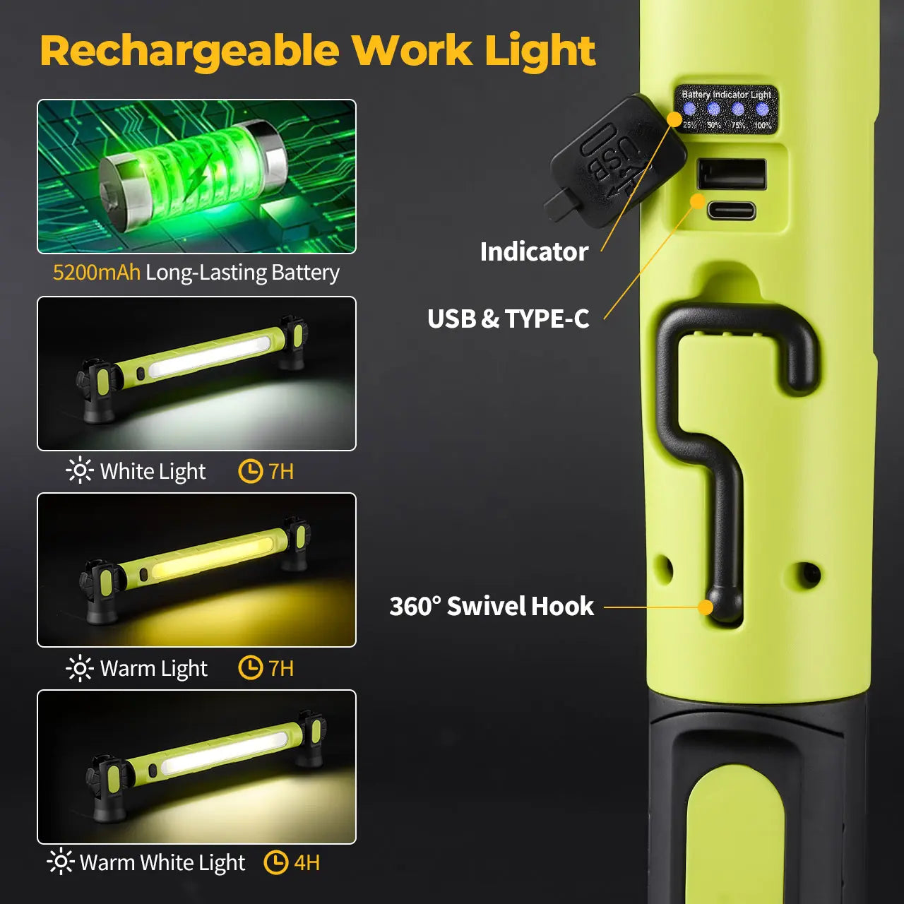 👨‍🔧【Father's Day Gift】🔧Under Hood Light Bar – 3000LM Magnetic LED, 5200mAh Cordless