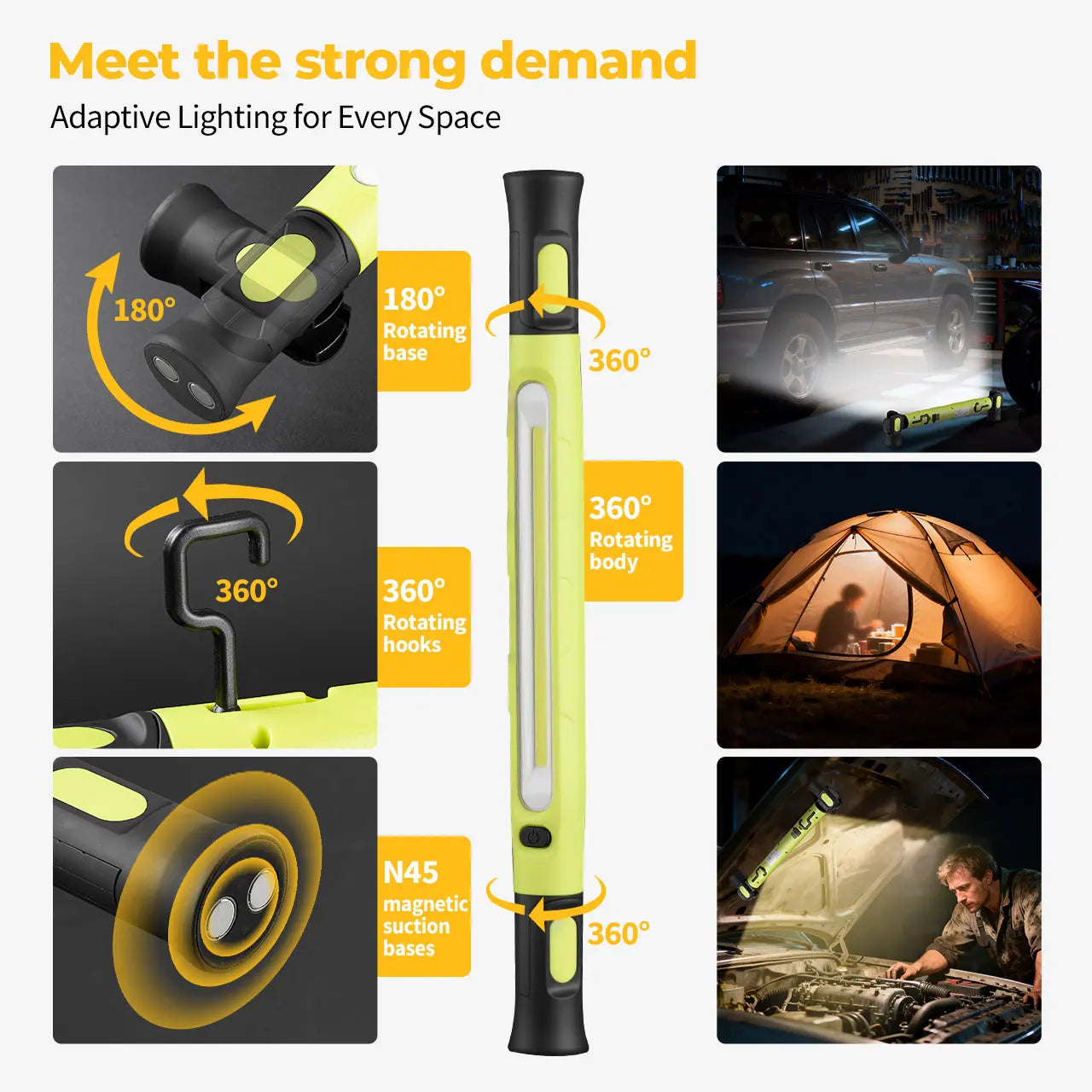 👨‍🔧【Father's Day Gift】🔧Under Hood Light Bar – 3000LM Magnetic LED, 5200mAh Cordless