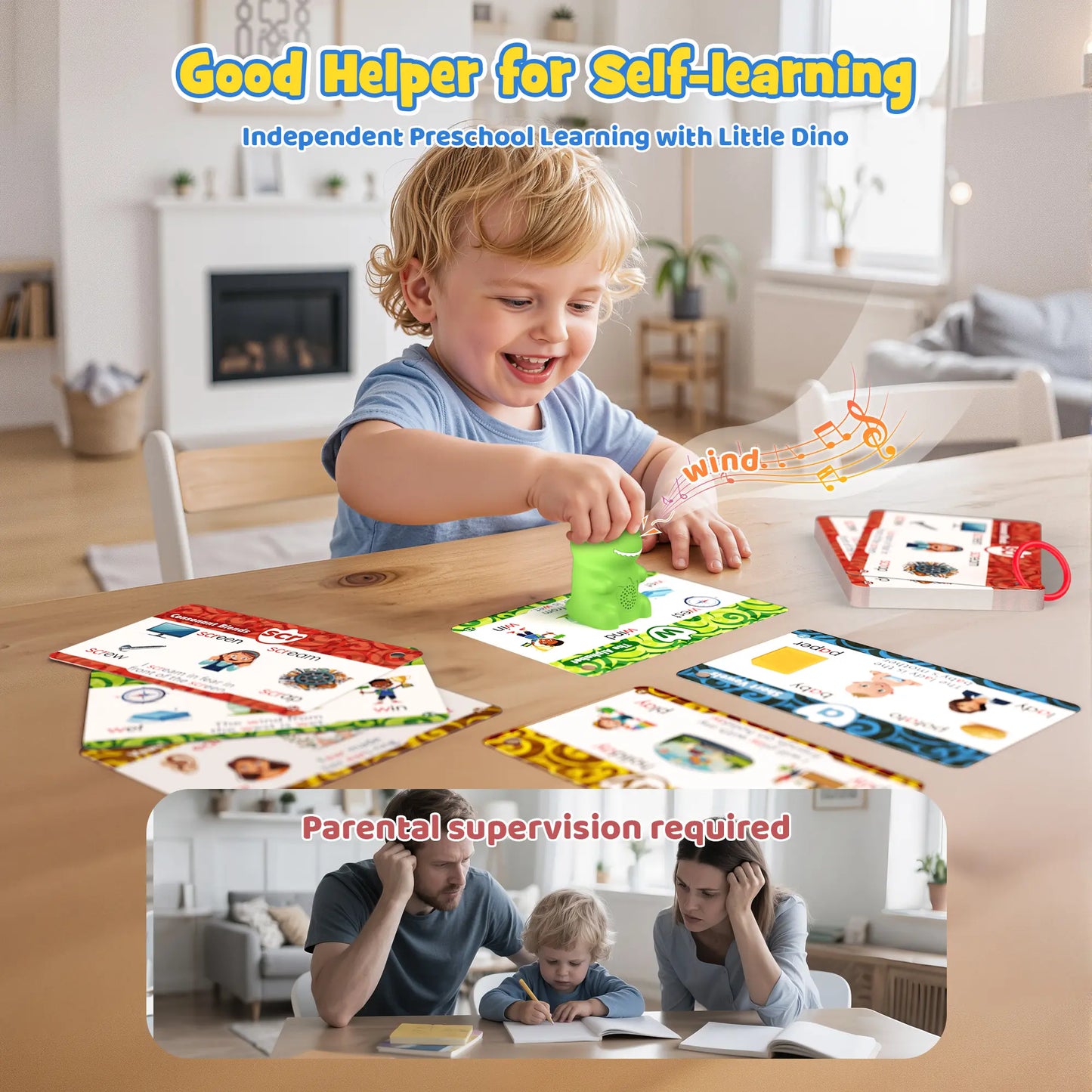 Dinosaur Talking Flash Cards for Kids | 148 Cards & 592 Words