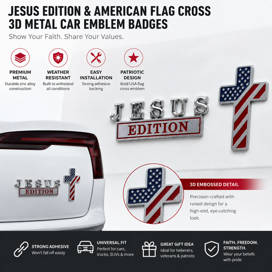✝Blessed Jesus Edition Cross Car Emblem Metal Badge