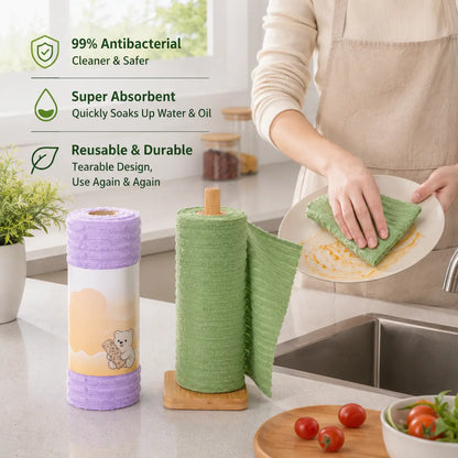 🌟 Premium Reusable & Antibacterial Cleaning Cloth Roll 🌟