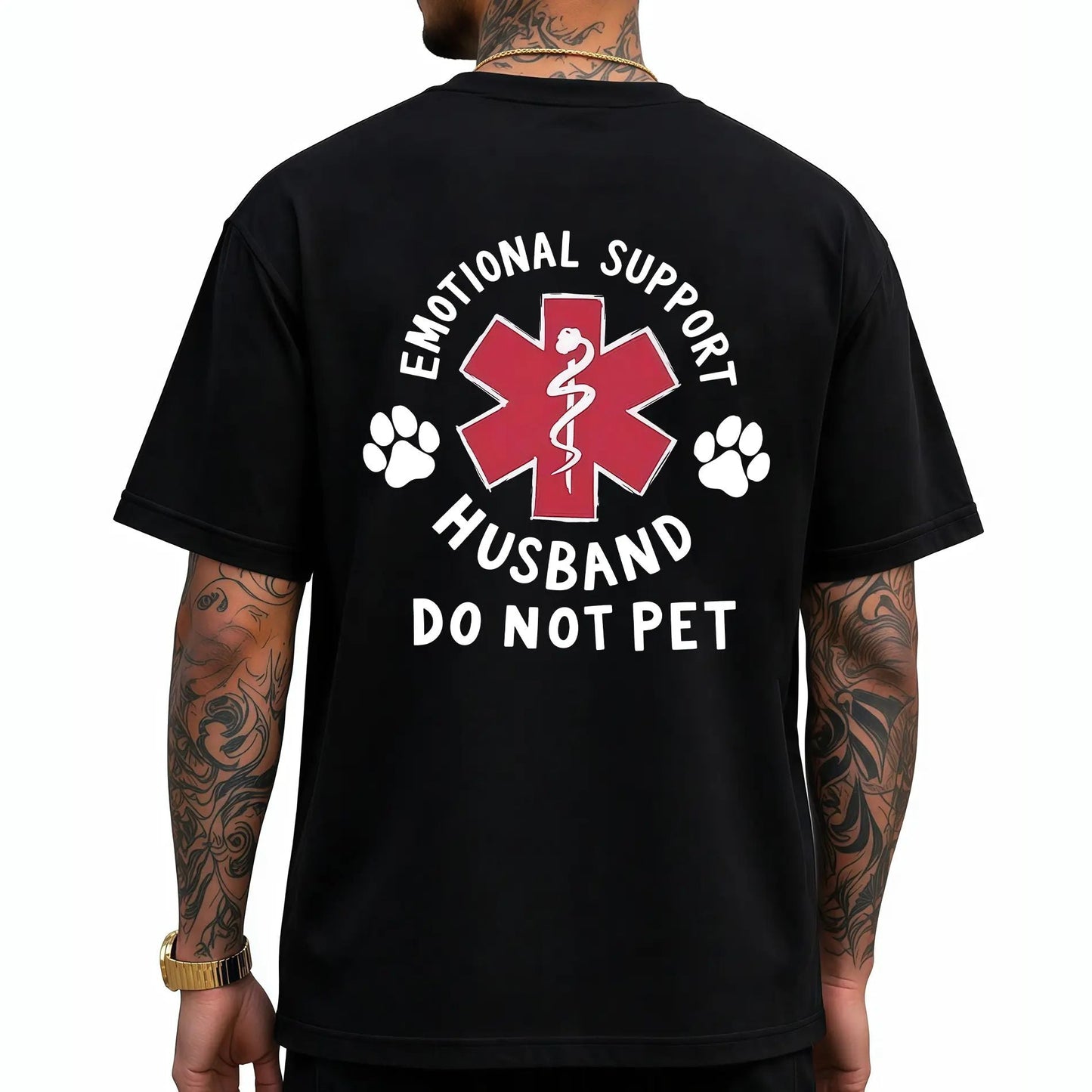 Emotional Support Husband Shirt, Funny Do Not Pet Medical Symbol T Shirt For Spouses