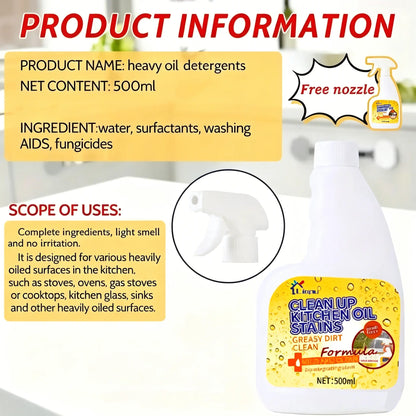 🔥 50% OFF!🫧Heavy Duty Kitchen Degreaser Spray Lasting Effect Heavy Oil Cleaner Stain Removal Liquid for Kitchen