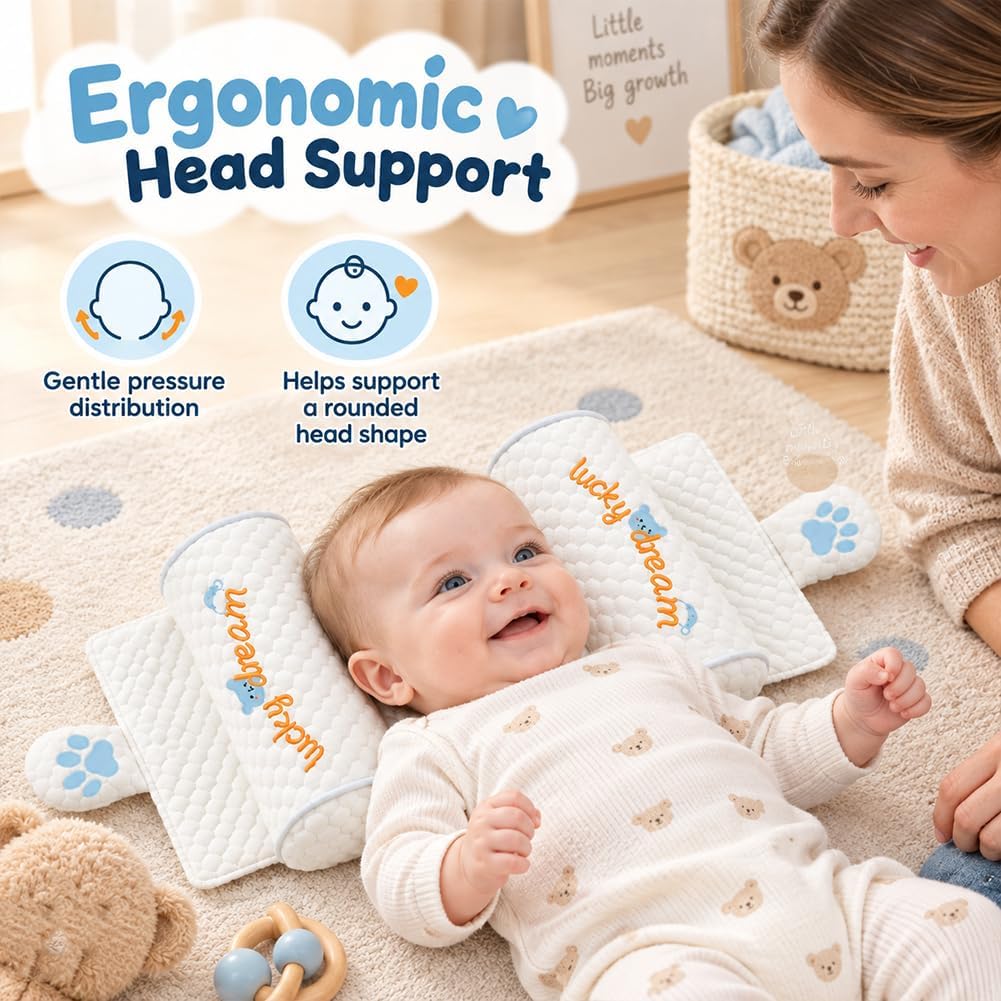 🎀Baby Head Shaping Pillow – Adjustable Neck Support for 0–6 Months