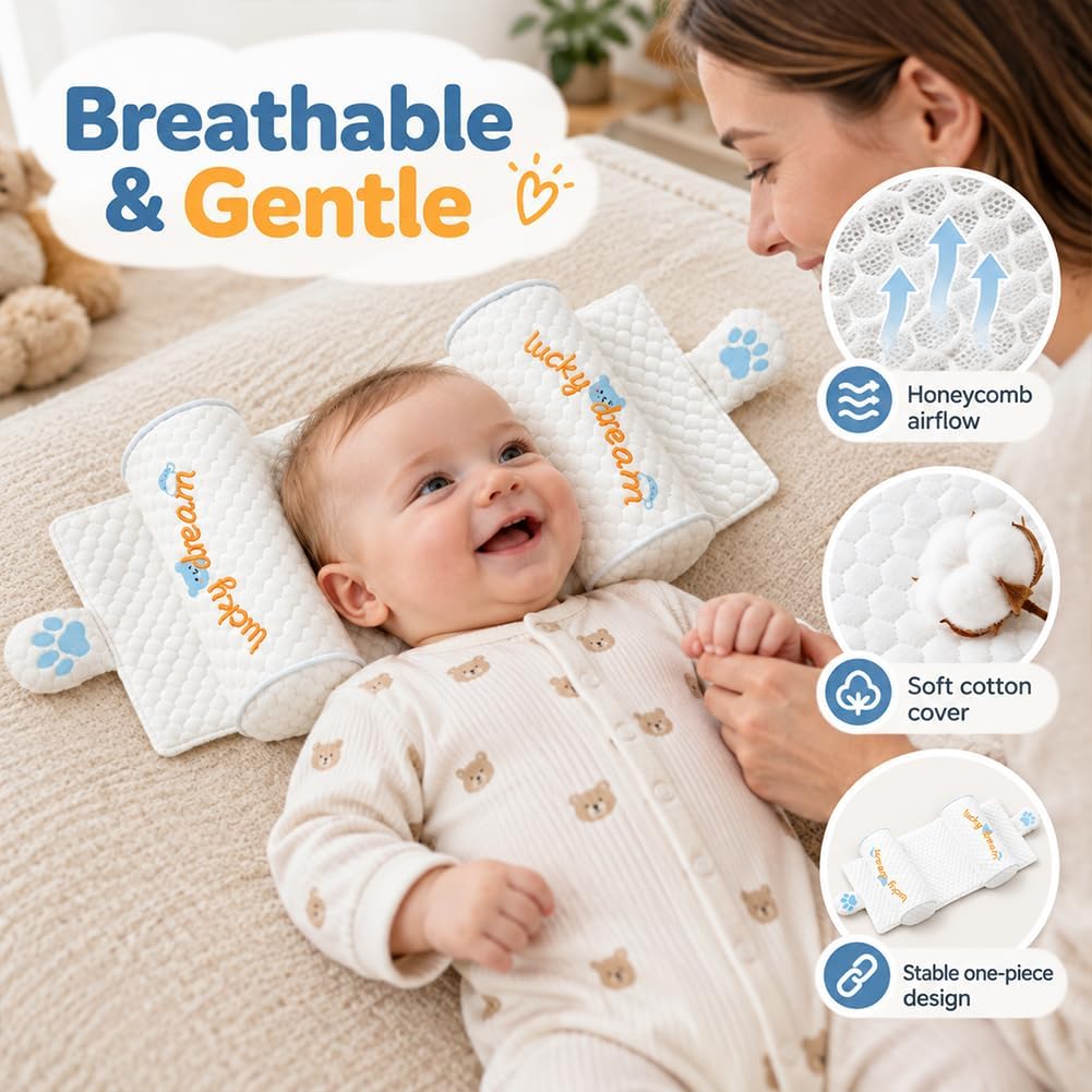 🎀Baby Head Shaping Pillow – Adjustable Neck Support for 0–6 Months