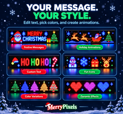 🎄 Animated Christmas LED Rear Window Panel – App Controlled Car Display