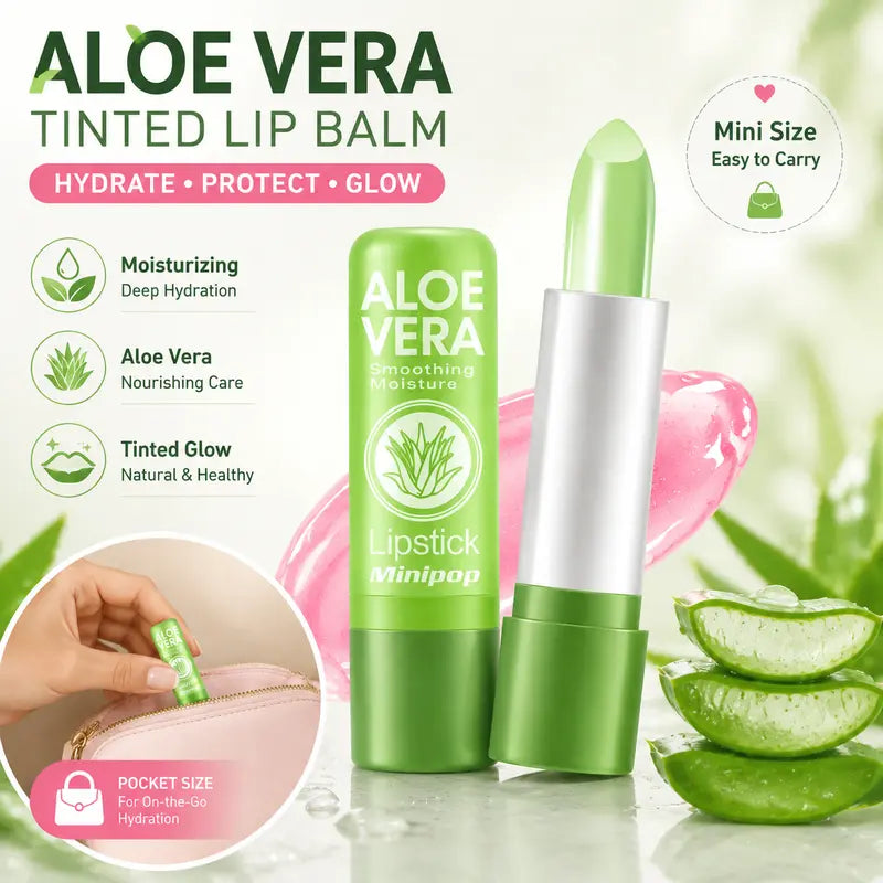 🎀Aloe Vera Color-Changing Lip Balm – Body-Temp Tinted Lipstick