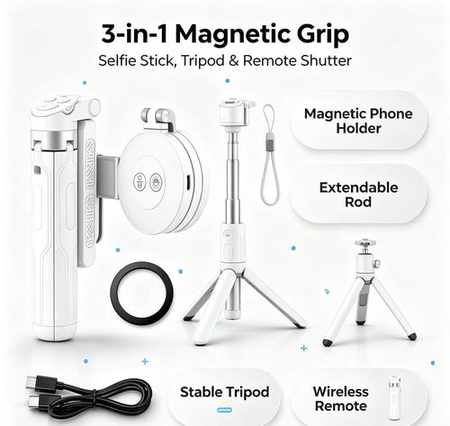 📹Zoomable Magnetic Palm Grip | Selfie Stick & Tripod