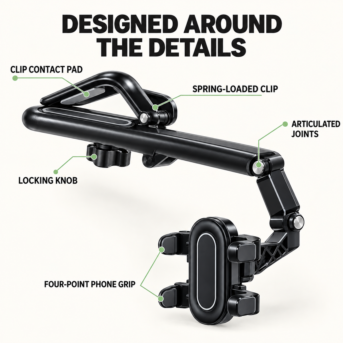 🚗 360° Rotating Car Sun Visor Phone Holder – Foldable & Adjustable Hands-Free Phone Mount