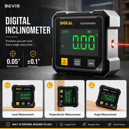 🧲 Magnetic Digital Angle Gauge – Laser Alignment, ZERO Function & USB Rechargeable