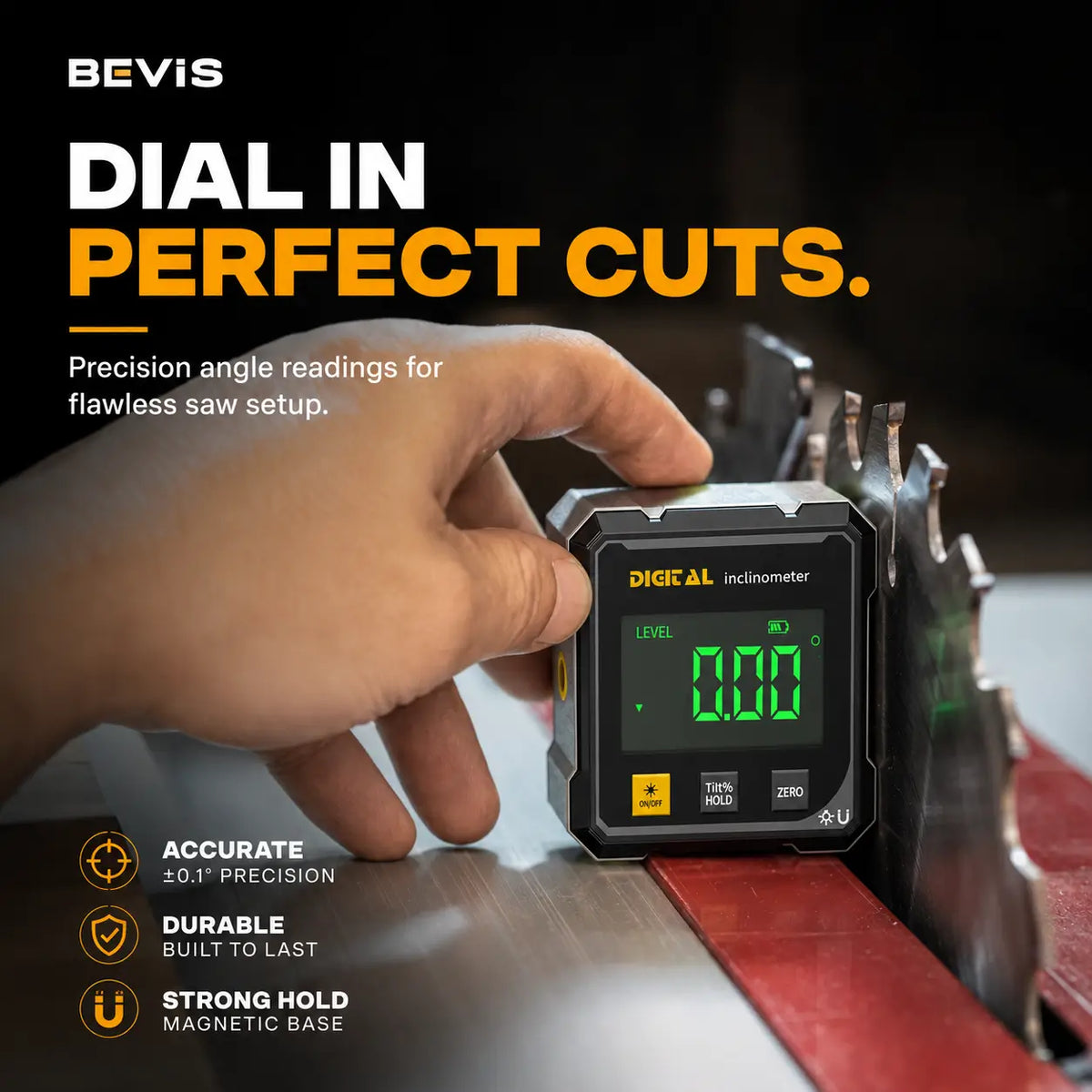🧲 Magnetic Digital Angle Gauge – Laser Alignment, ZERO Function & USB Rechargeable
