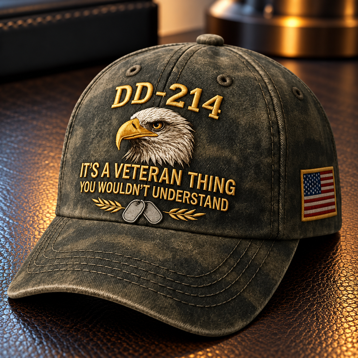 100% Handmade DD-214 Veteran Honor Embroidered Cap