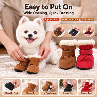 Soft Velvet Puppy Booties, Warm Non-Slip Paw Covers for Small Dogs 🐾