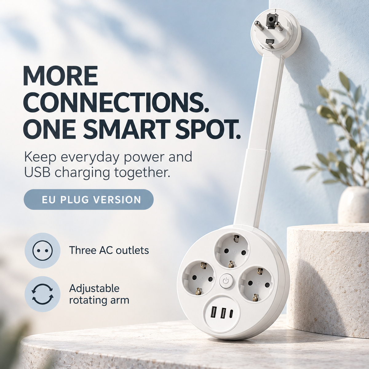 🔌 Rotating Wall Outlet Extender – Bring Hidden Outlets Within Easy Reach