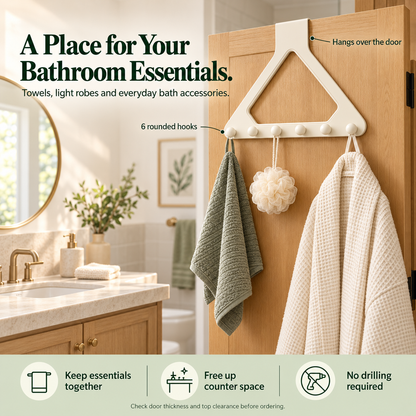 6-Hook Over-the-Door Organizer – No-Drill Space-Saving Hanging Rack ✨