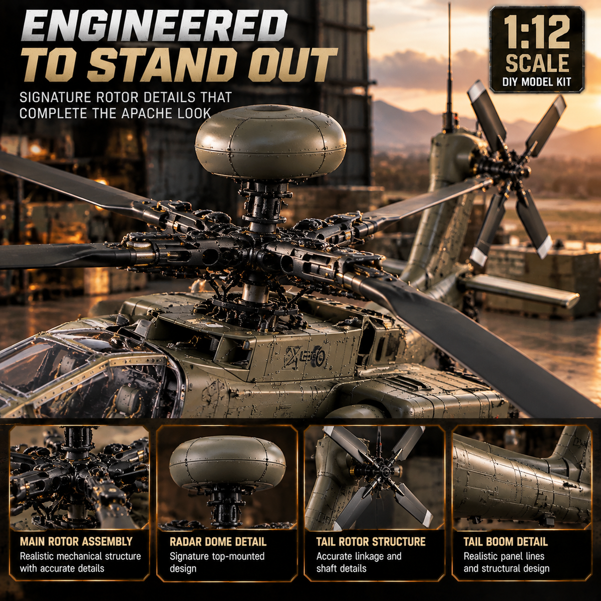 Apache Attack Helicopter Model Kit – Build Your Own Military Aviation Legend