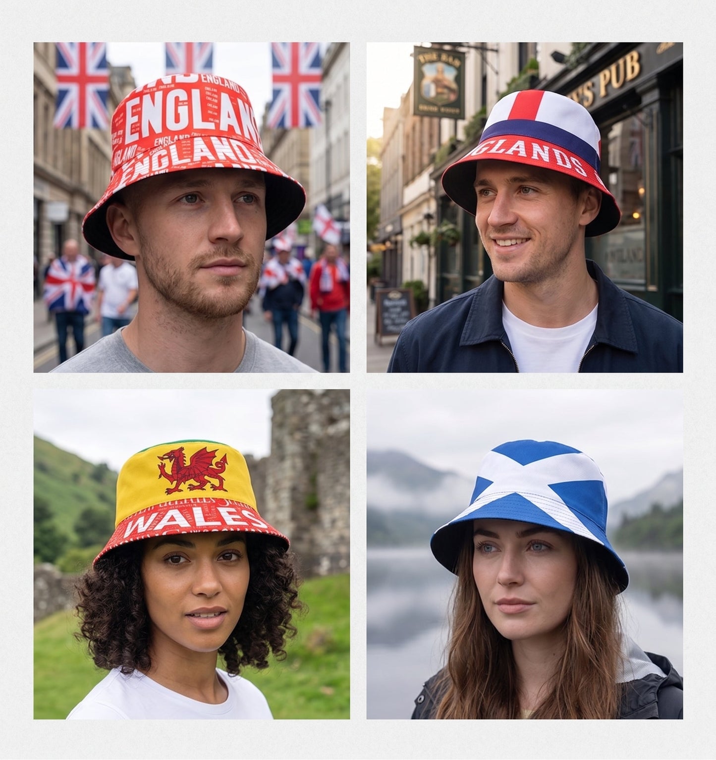 England Wales Scotland Flag Fan Cap | Lightweight Unisex Summer Multi-national Style