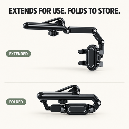 🚗 360° Rotating Car Sun Visor Phone Holder – Foldable & Adjustable Hands-Free Phone Mount