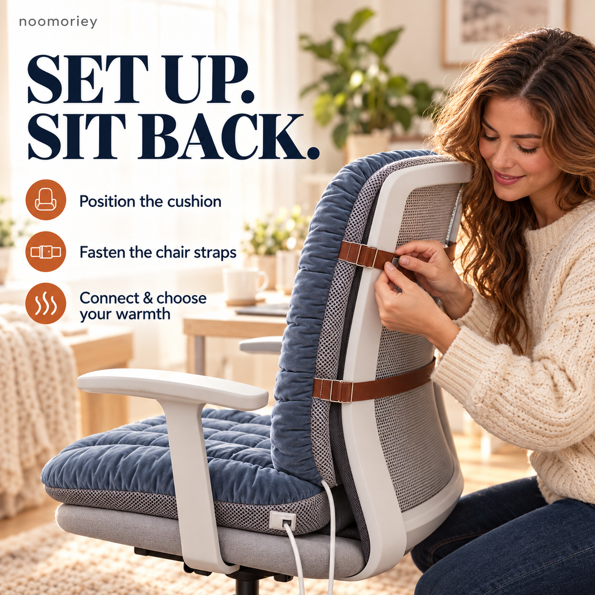 🔥 Cozy Heated Chair Cushion – Plush Seat & Back Warmer with Adjustable Heat & Timer！！！