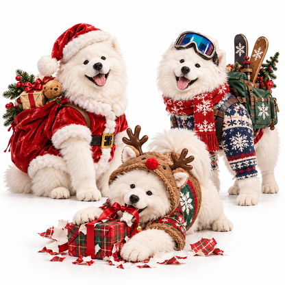🌟24-Day Samoyed Christmas Collectible Gift Set – Fluffy Trouble Makers