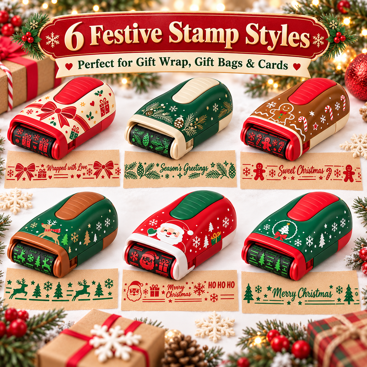 🎁 Roll Into Christmas™ | Handheld Holiday Roller Stamp